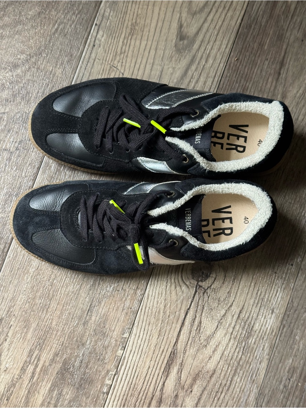 VERDEARIS Women’s Black Suede & Leather Casual Sneakers with Shearling Collar
